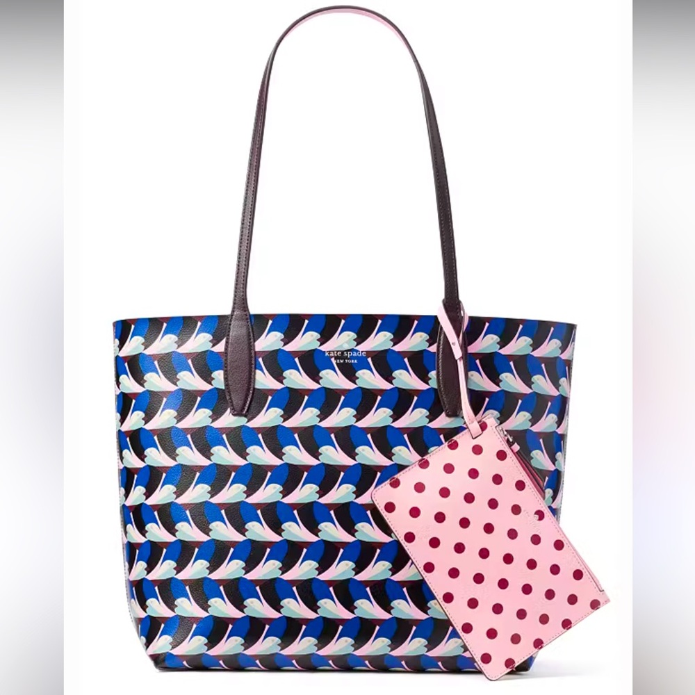 Kate Spade NY Arch Love Birds Large Reversible Tote EUC Retail $350